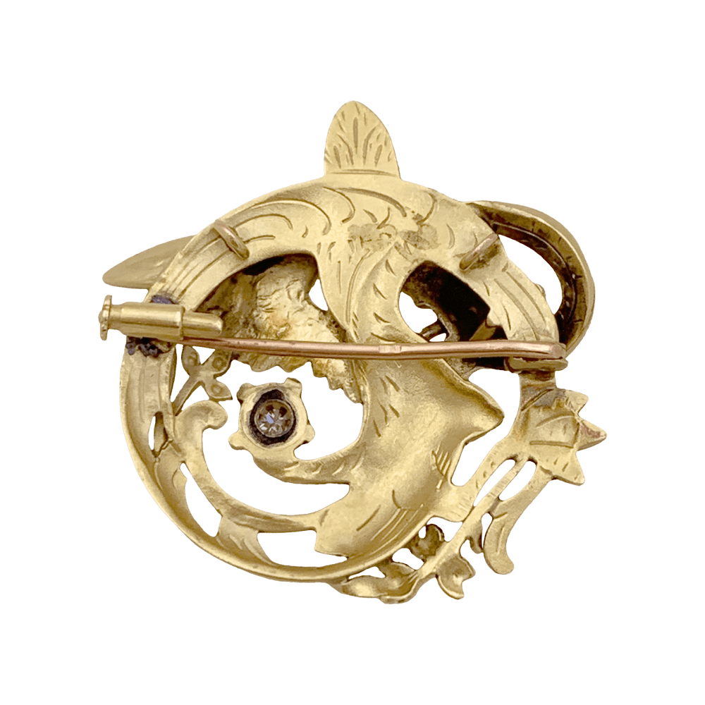 Broche "Dradon ailé", or jaune, diamant. 4