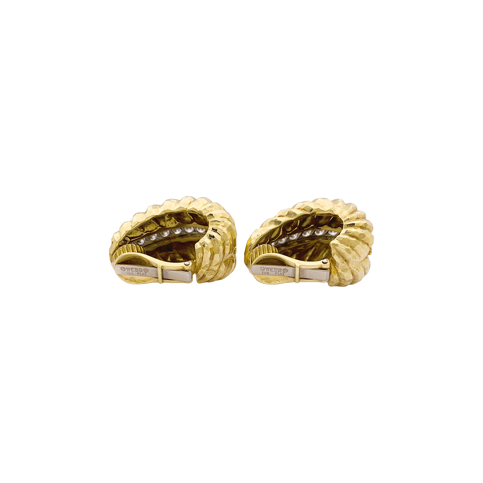 Clips vintage David Webb, platine, or jaune, diamants. 4