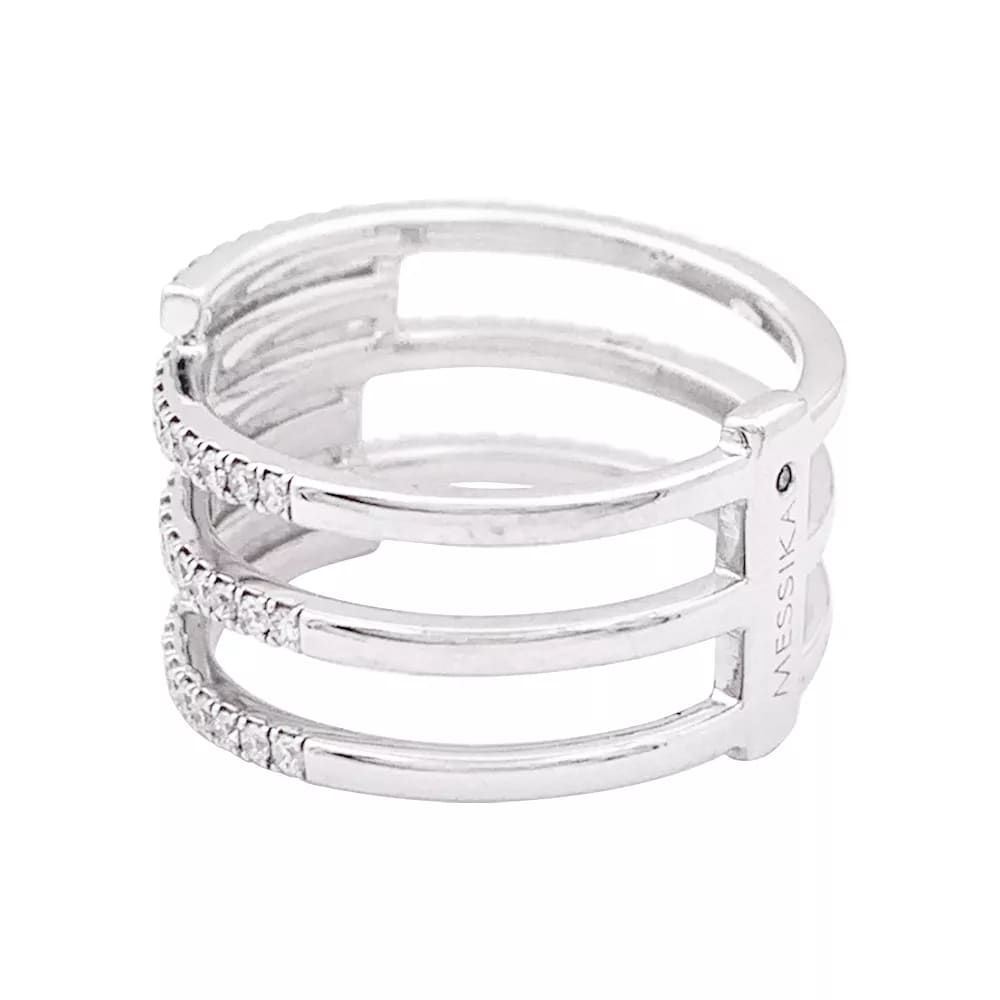 Bague Messika "Gatsby", or blanc, diamants. 3