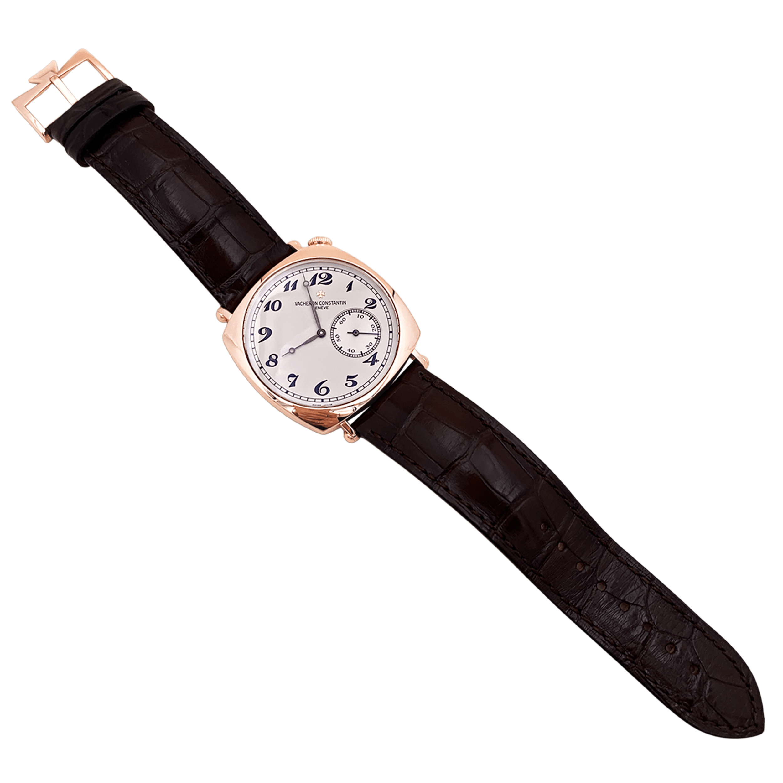 Montre Vacheron Constantin, "Historiques : American 1921", or rose, bracelet cuir.  4