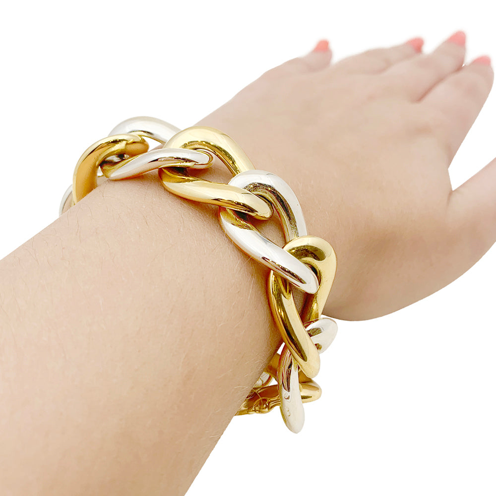 Bracelet Chaumet, gros maillons en deux tons d'or. 4