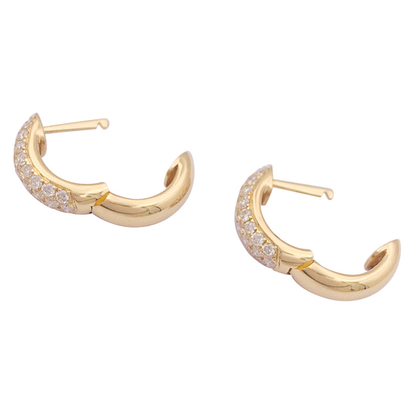 Paire de créoles or jaune, diamants. 2