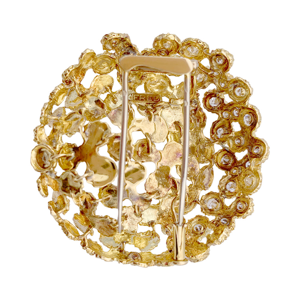 Broche Fred, or jaune, diamants. 4