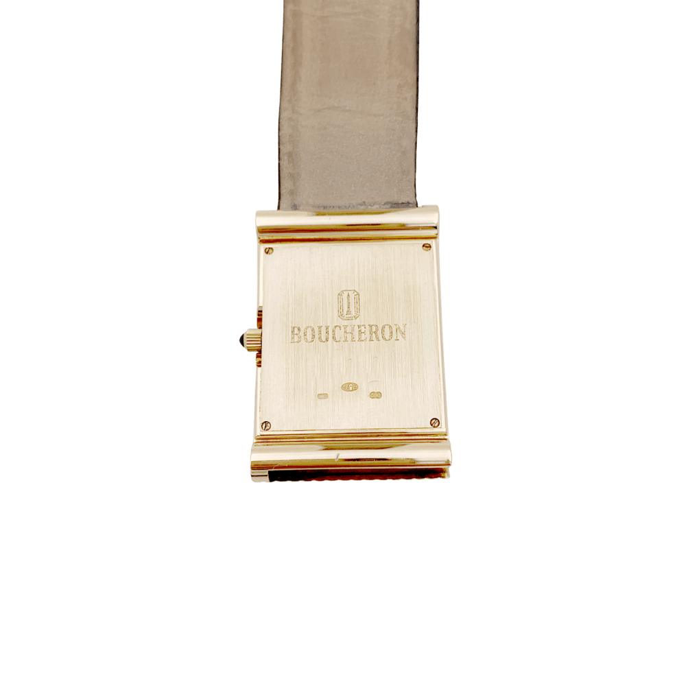 Montre Boucheron, "Reflet", or jaune, cuir.  2