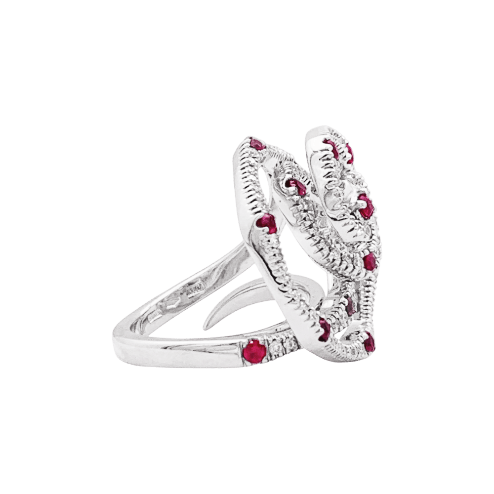 Bague Giovanni Ferraris, or blanc, diamants et rubis.  2