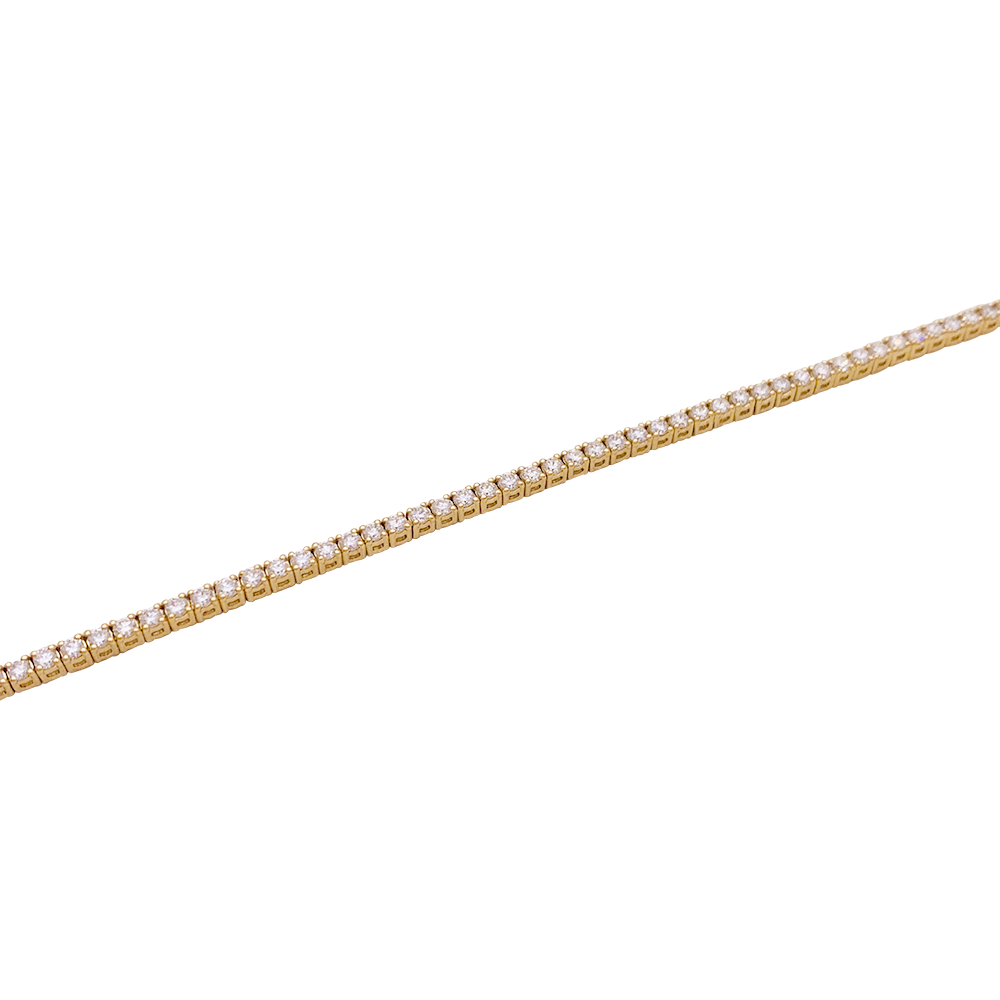 Bracelet ligne tennis or jaune, diamants. 2