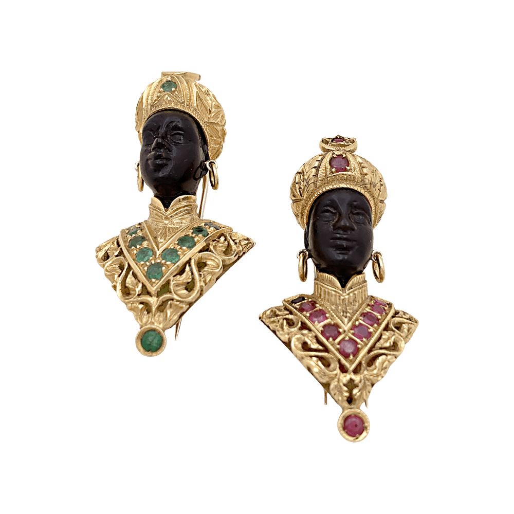 Broche G.NARDI, "Moretto", or jaune, rubis, ébène. 4