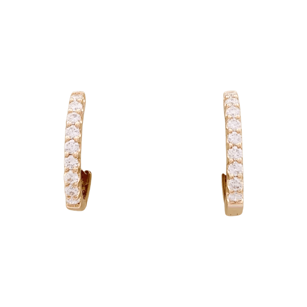 Paire de petites créoles en or rose, diamants. 1