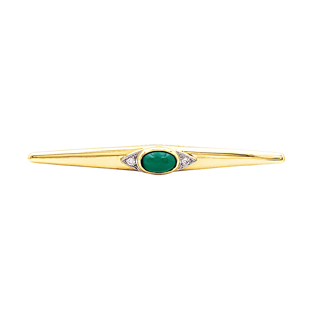 Broche Van Cleef & Arpels, or jaune, platine, chrysoprase cabochon et diamants.  1