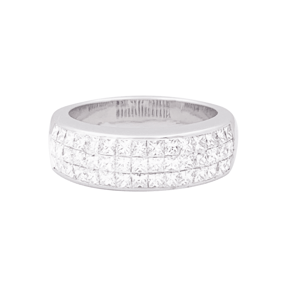 Bague pavage or blanc, diamants princesse. 2