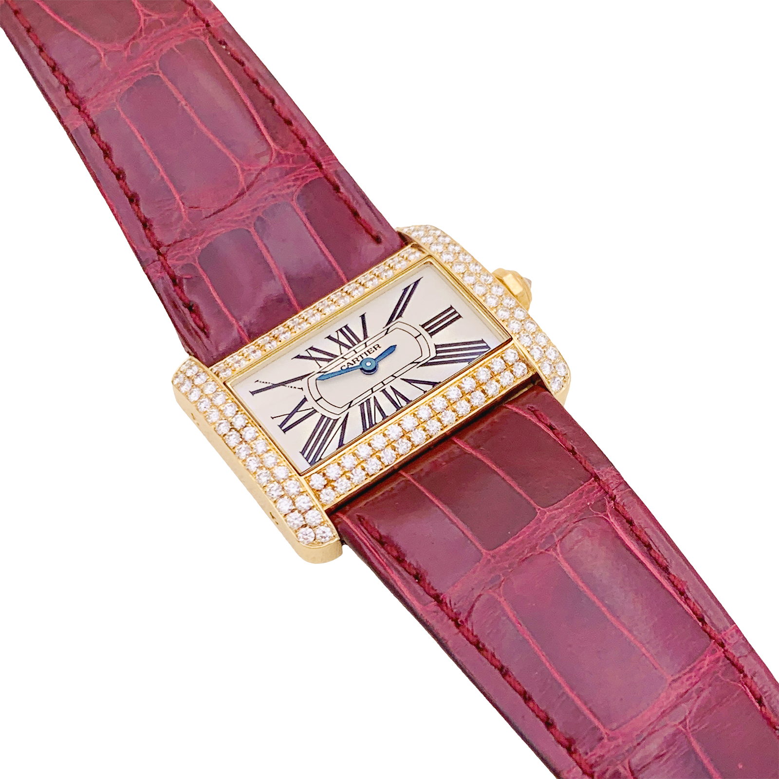 Montre Cartier, "Tank Divan", or jaune et diamants. 2