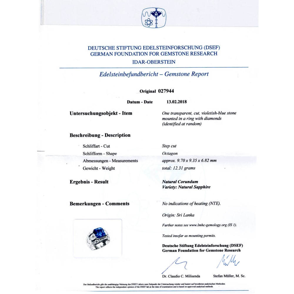 Bague platine, saphir et diamants.  7