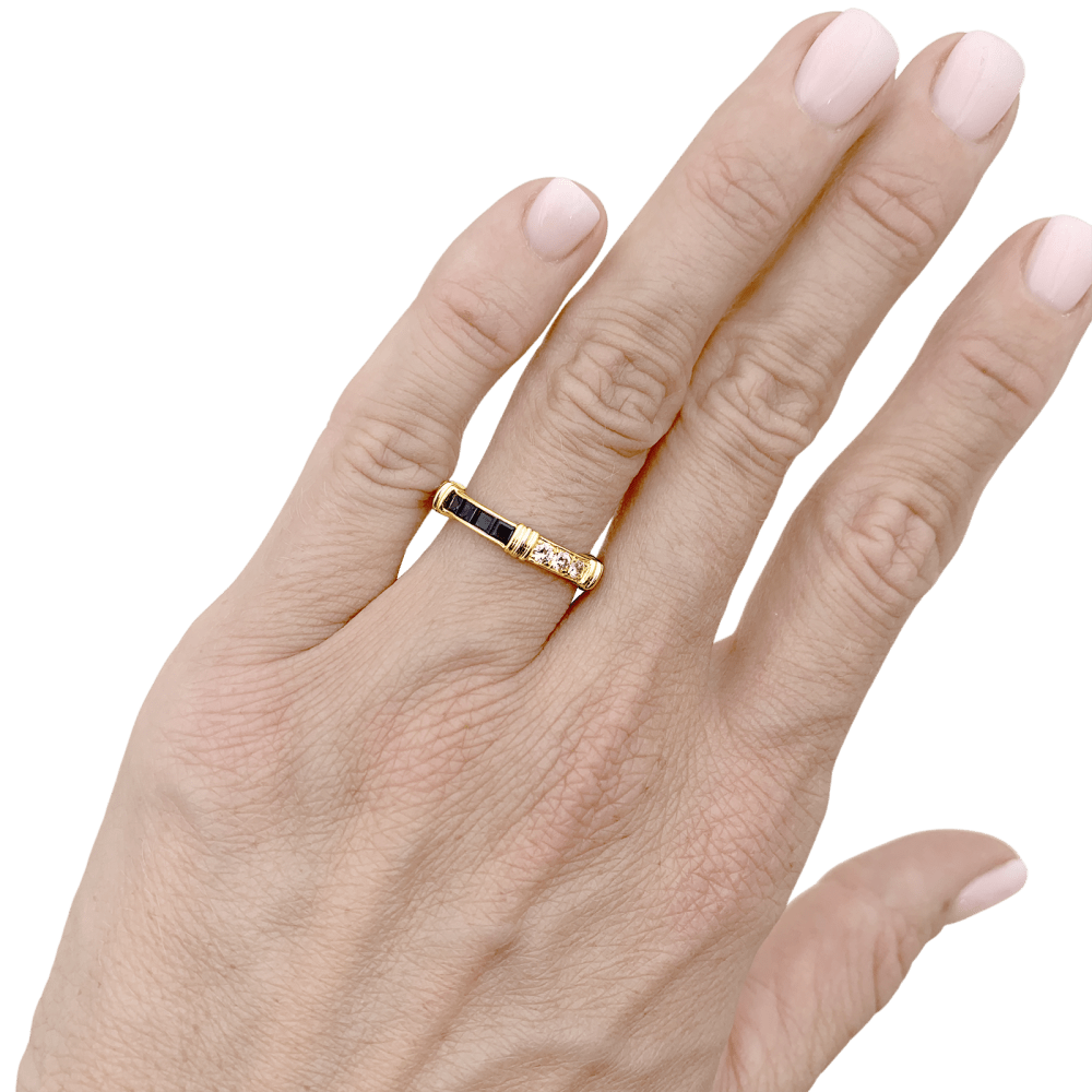 Bague Cartier, "Psychée", or jaune, diamants, saphirs. 5
