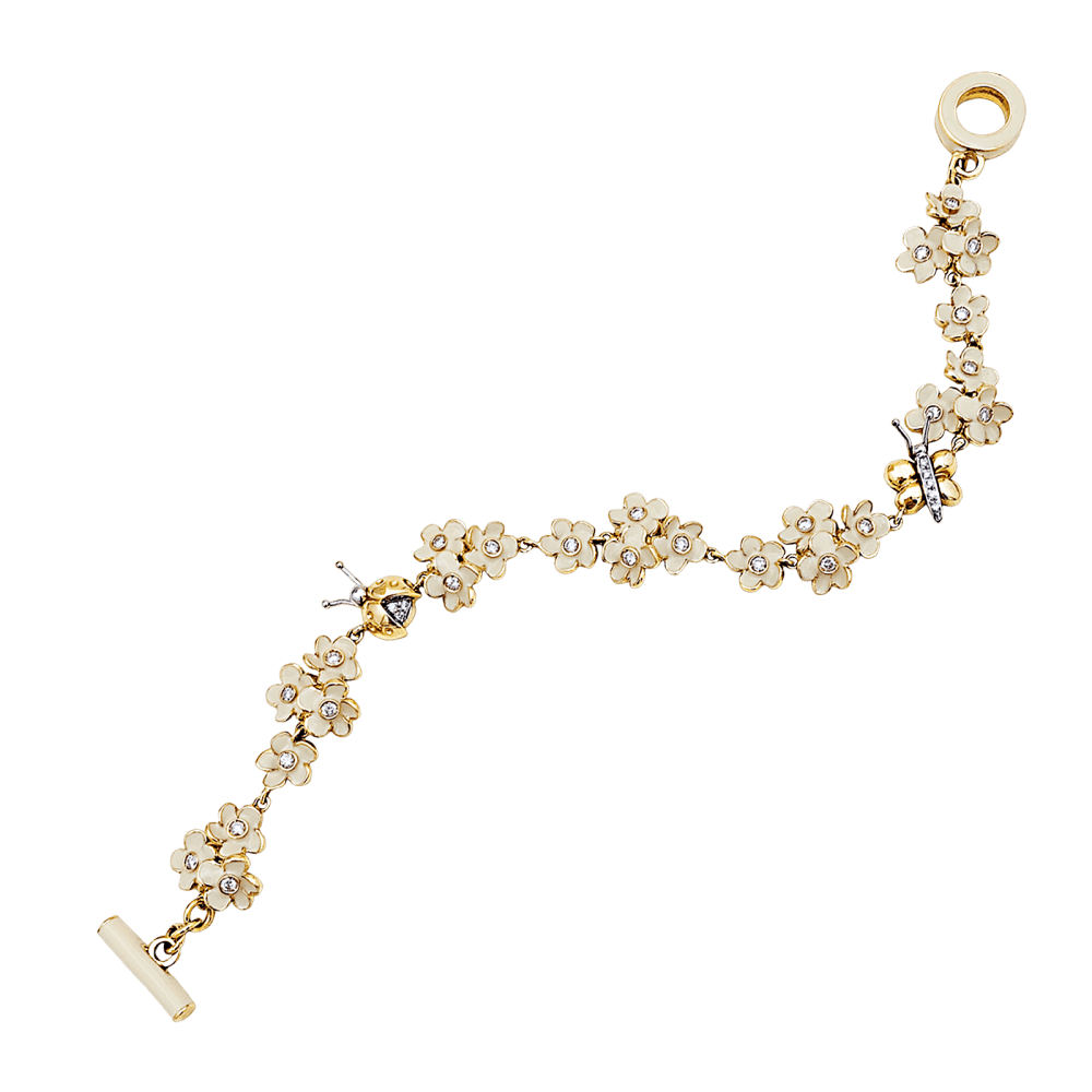 Bracelet Roberto Coin, or rose, diamants, émail.  4