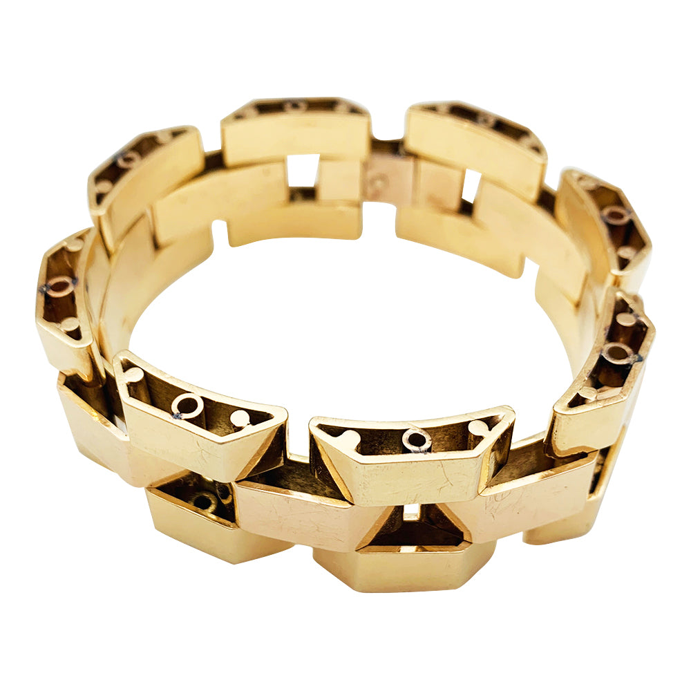Bracelet Tank or rose et or jaune 190 mm de long. 2