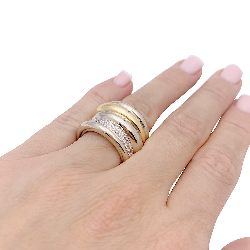 Bague Pomellato, "Tubolare", deux ors et diamants. 5