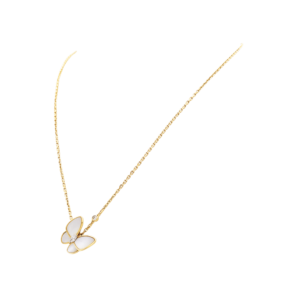 Collier Van Cleef & Arpels, "Deux Papillons", or rose, nacre, diamants.  2