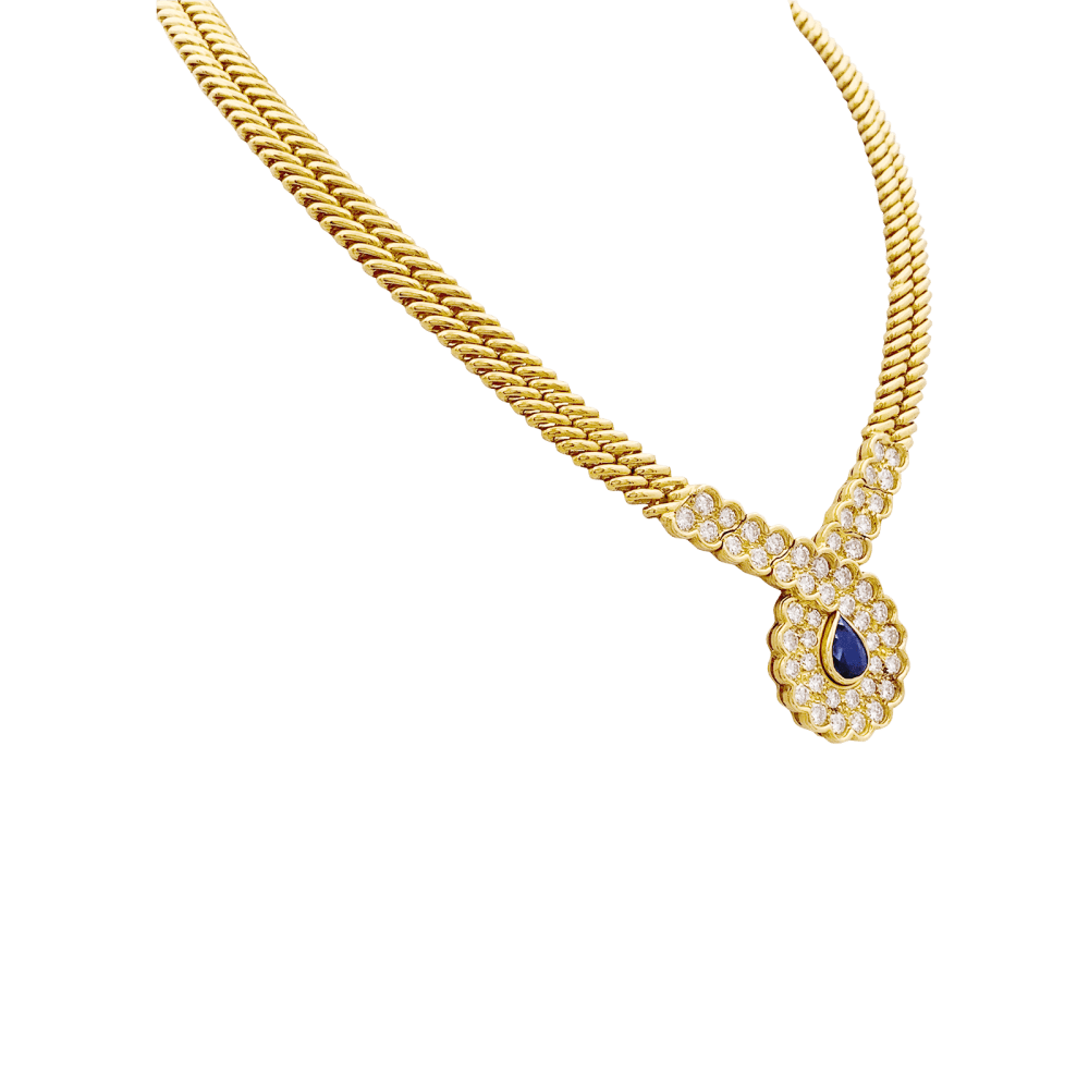 Collier Van Cleef & Arpels, or jaune, saphir, diamants. 2