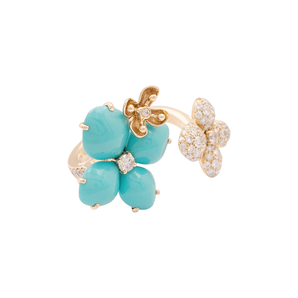 Bague Chaumet, « Hortensia Eden », or rose, diamants et turquoises. 4