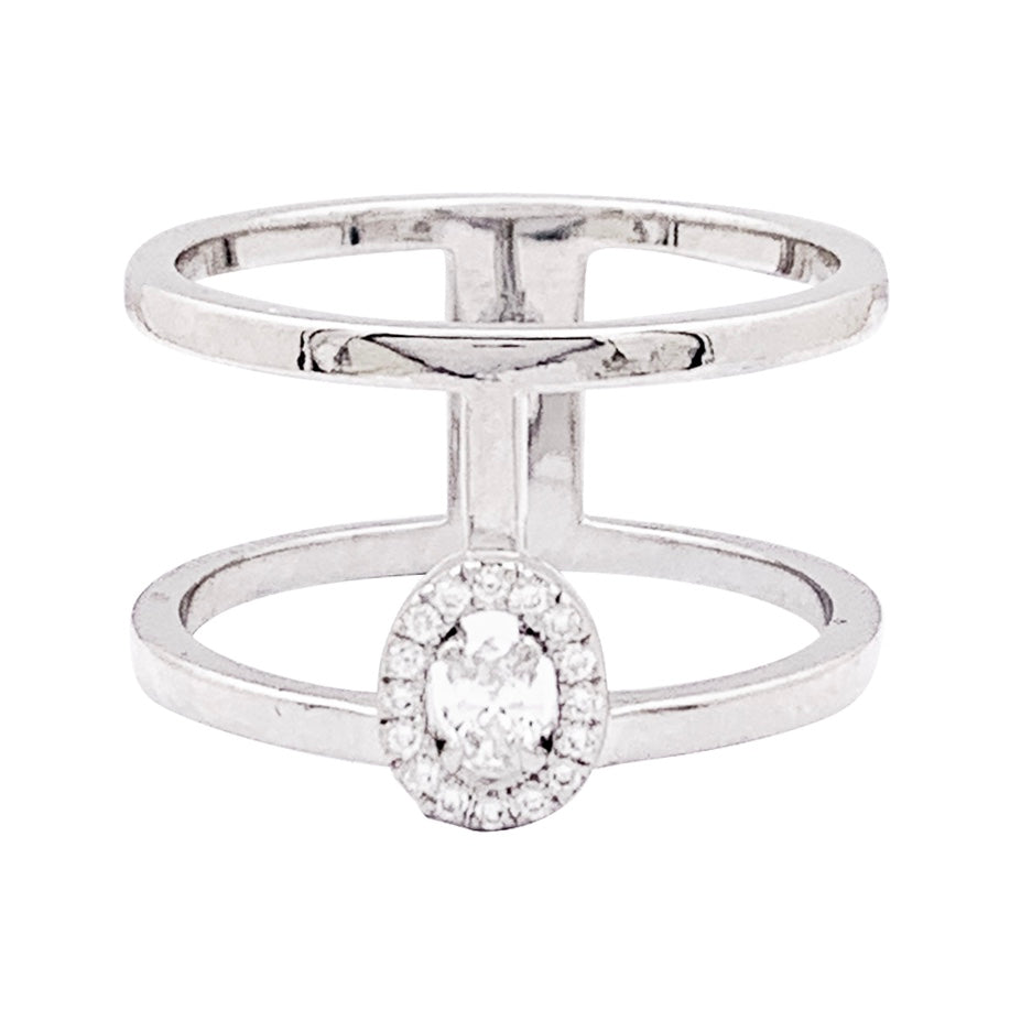 Bague Messika, "Glam'Azone", or blanc, diamants. 1