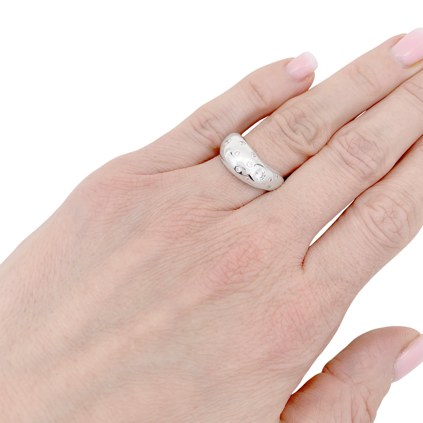 Bague Fred "Mouvementée" or blanc, diamants. 5