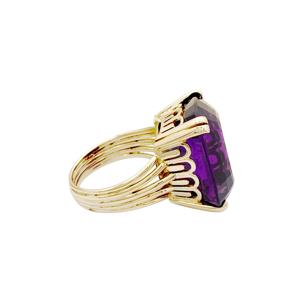 Bague or jaune et améthyste. 4