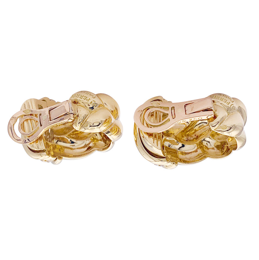 Boucles d'oreilles O.J.Perrin, "Vénitien", or jaune, diamants. 5