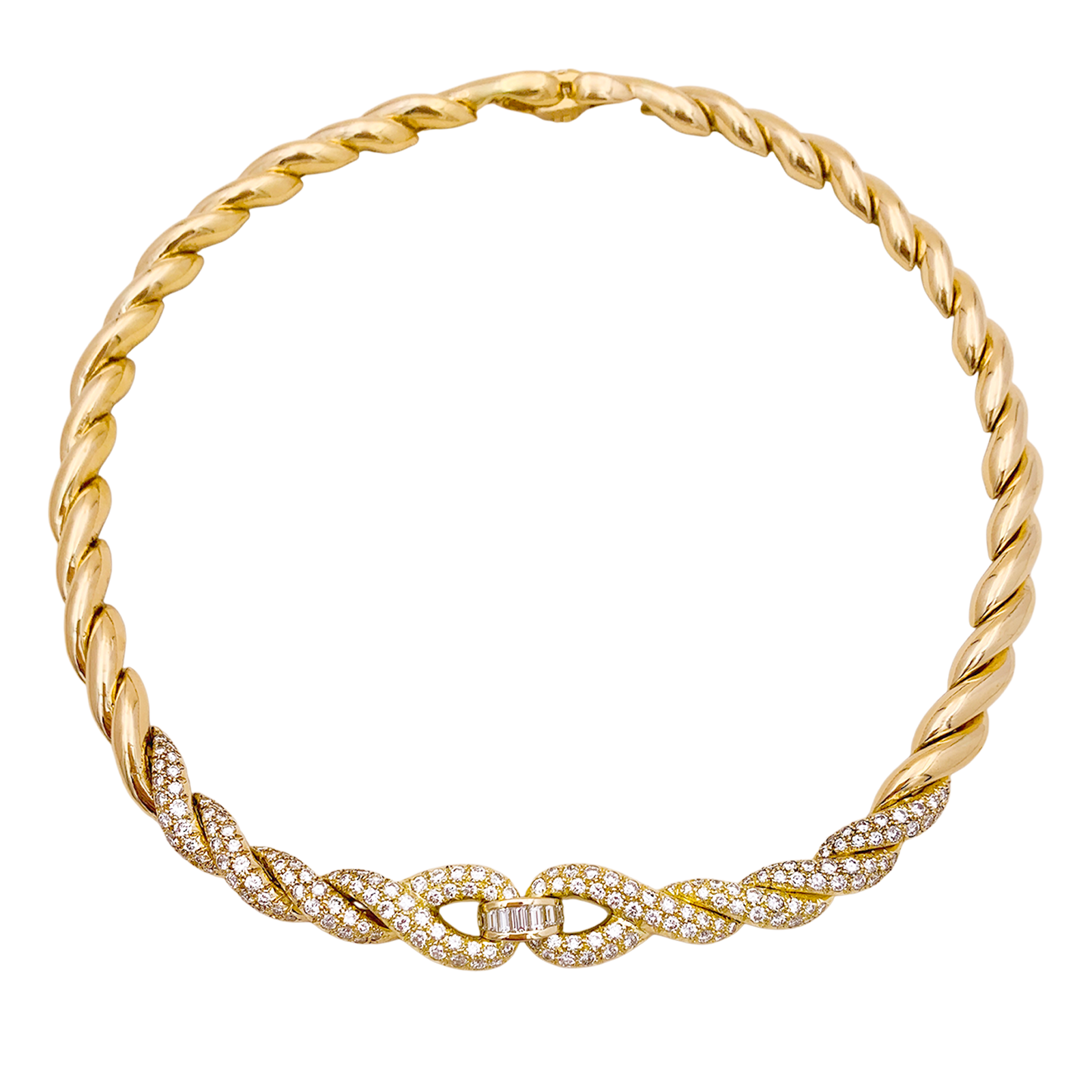 Collier vintage Fred, or jaune et diamants.  2