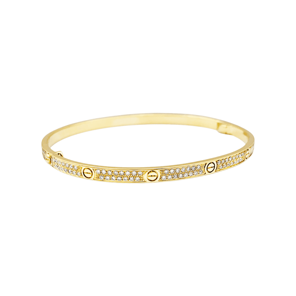 Bracelet CARTIER, "Love", or jaune, diamants.  5