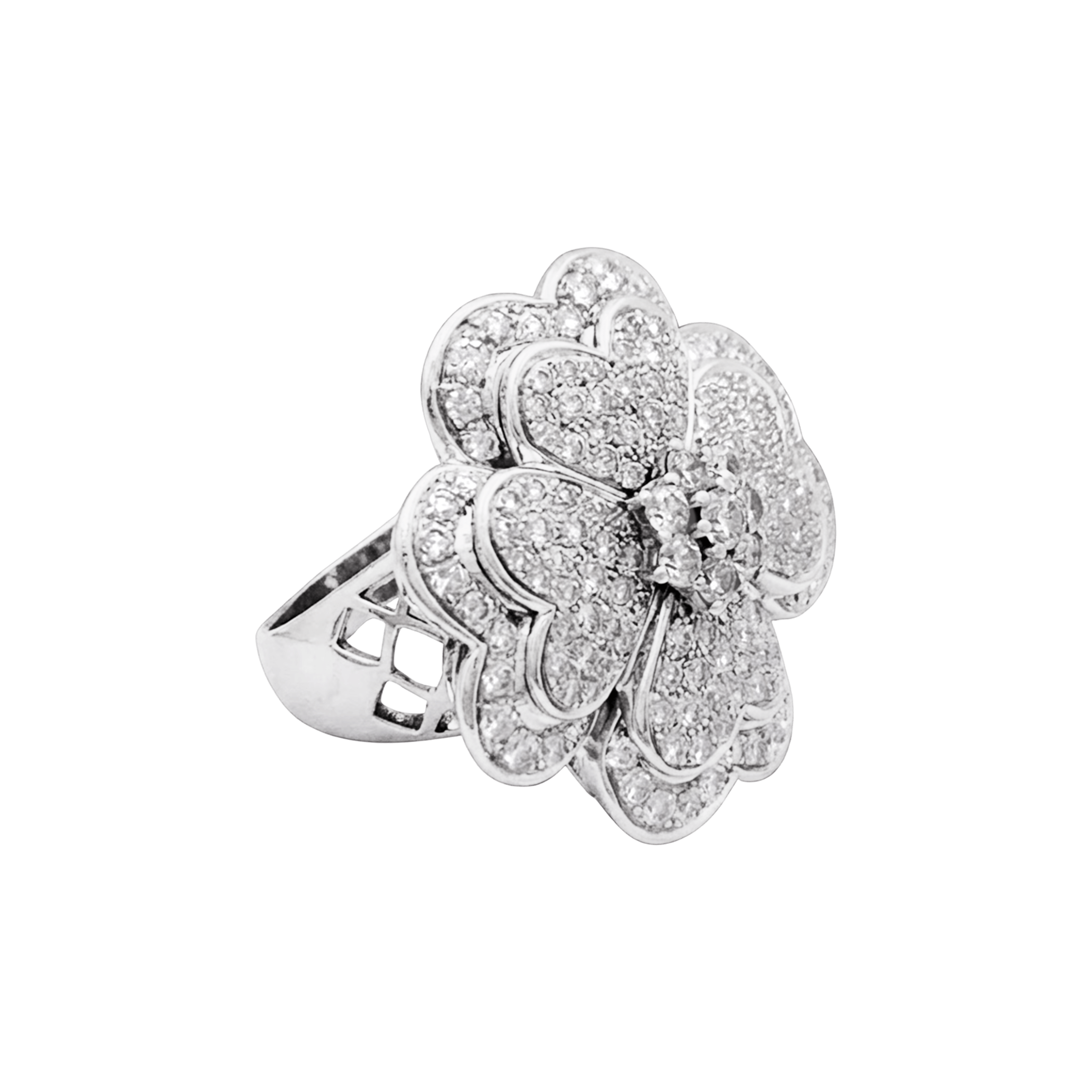 Bague « Trèfle », or blanc, diamants.  2