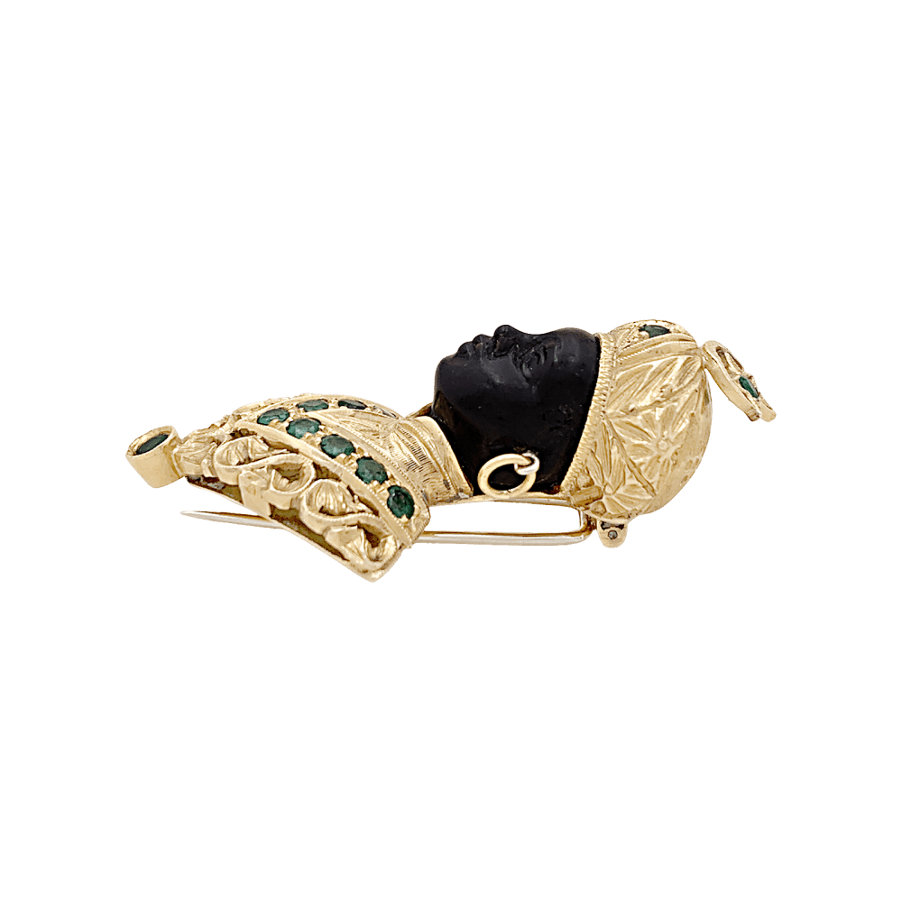 Broche G.NARDI, "Moretto", or jaune, émeraudes, ébène. 3