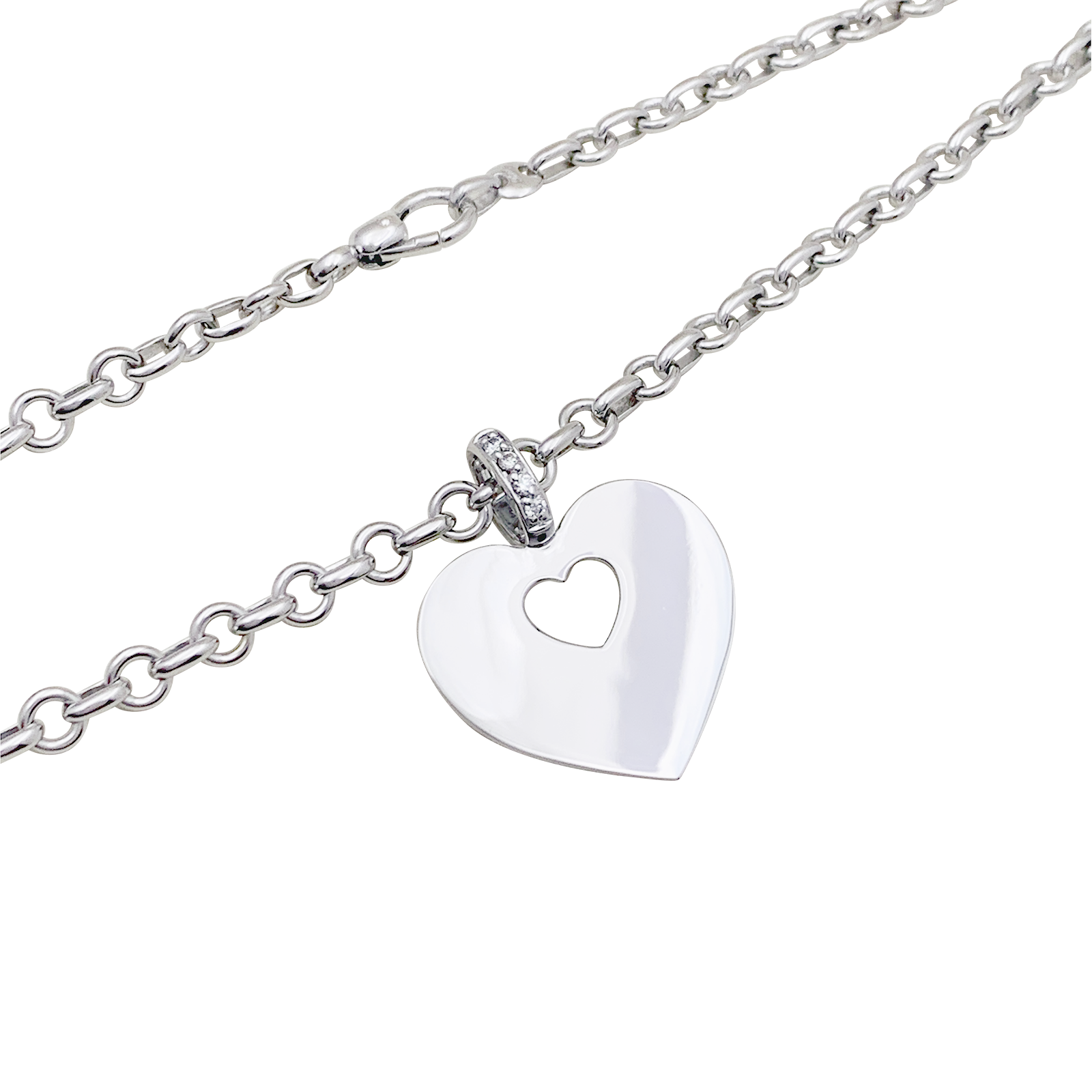 Collier Poiray "Coeur Secret" or blanc, diamants. 3