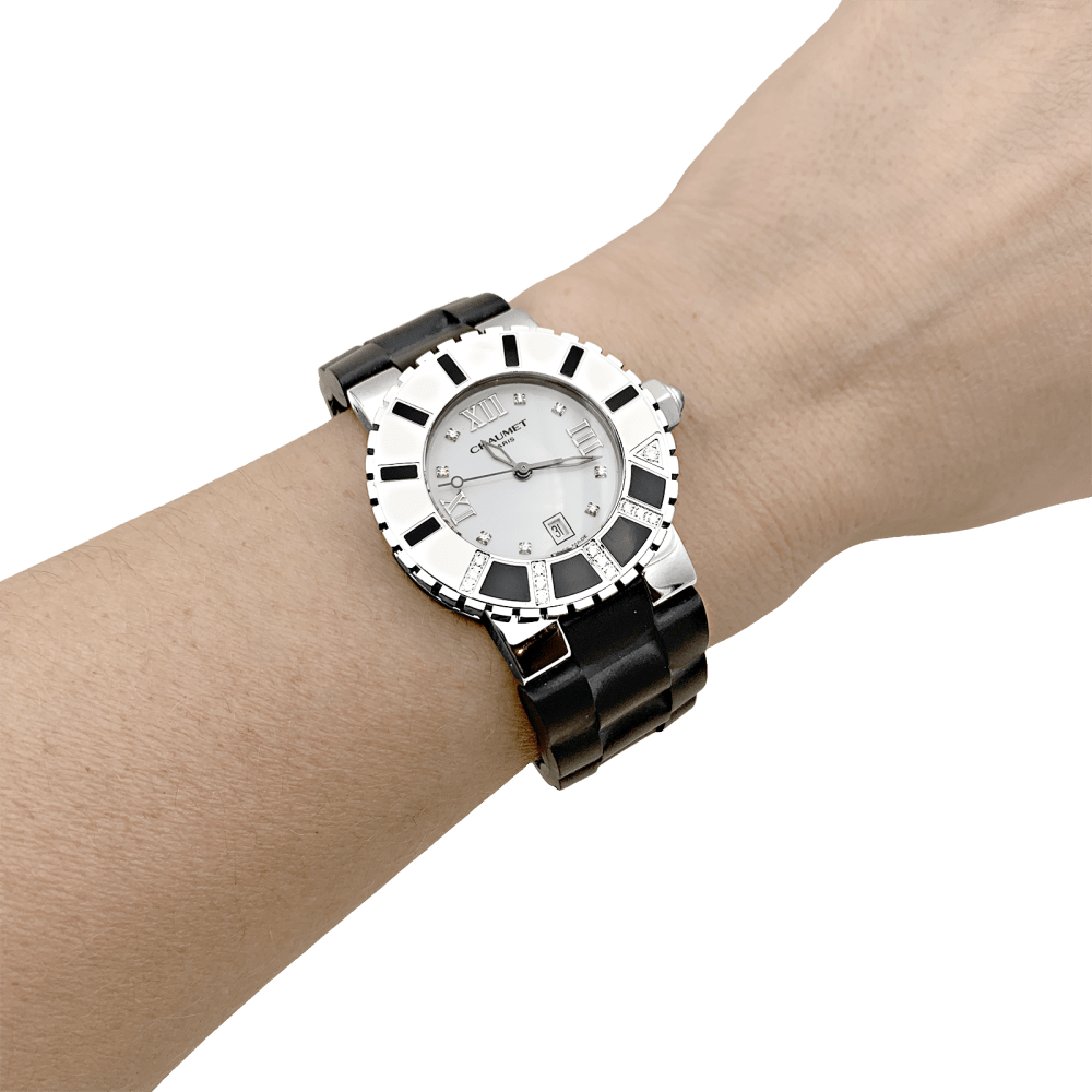 Montre Chaumet, "Class-One", en acier et diamants.  6