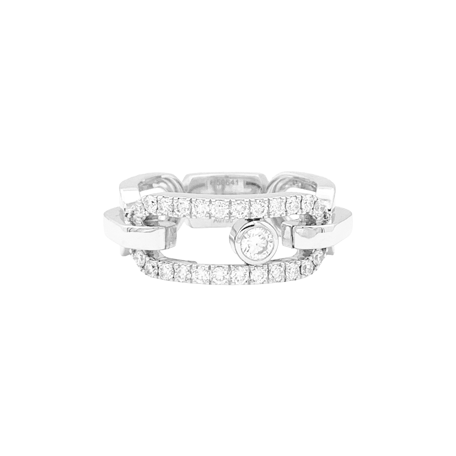 Bague Messika, "Move Link", or blanc, diamants. 1