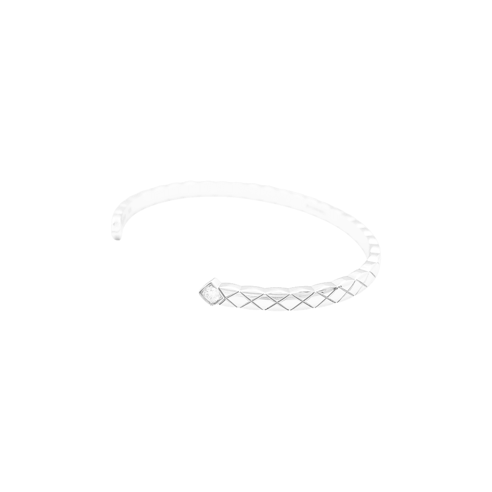 Bracelet Chanel, "Coco Crush", or blanc, diamants.   3