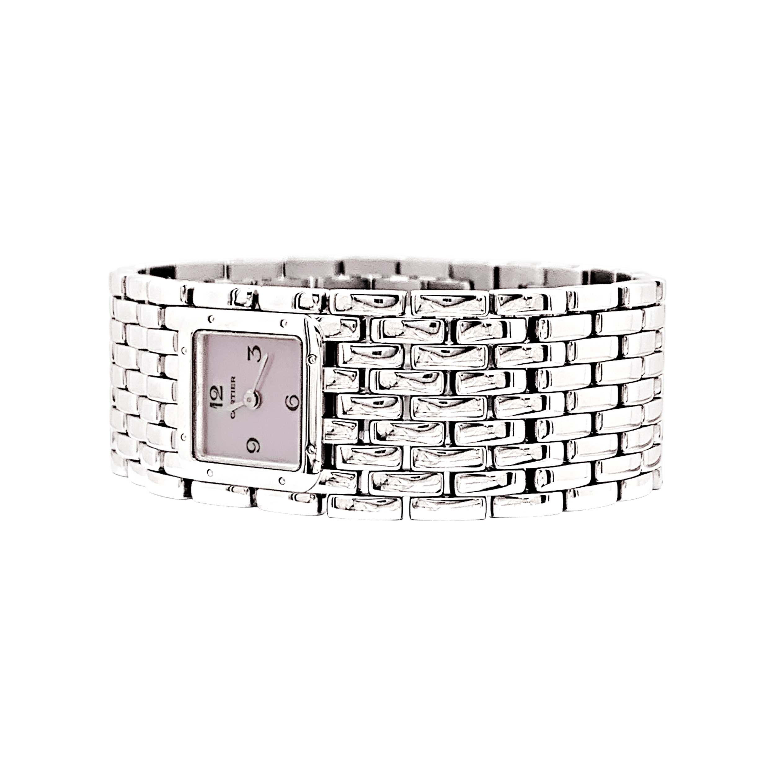 Montre Cartier "Panthère ruban" en acier et nacre.  4