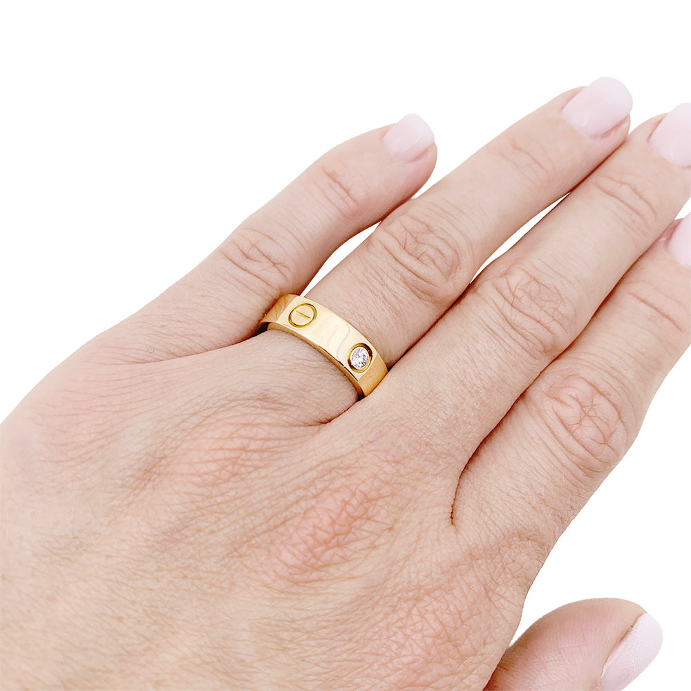 Bague Cartier, "Love 3 diamants", or jaune, diamants. 3