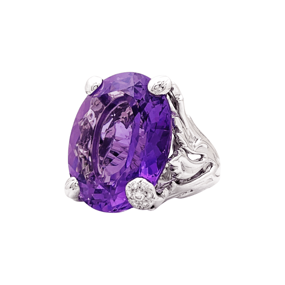 Bague Dior, "Miss Dior", or blanc, améthyste, diamants.  3