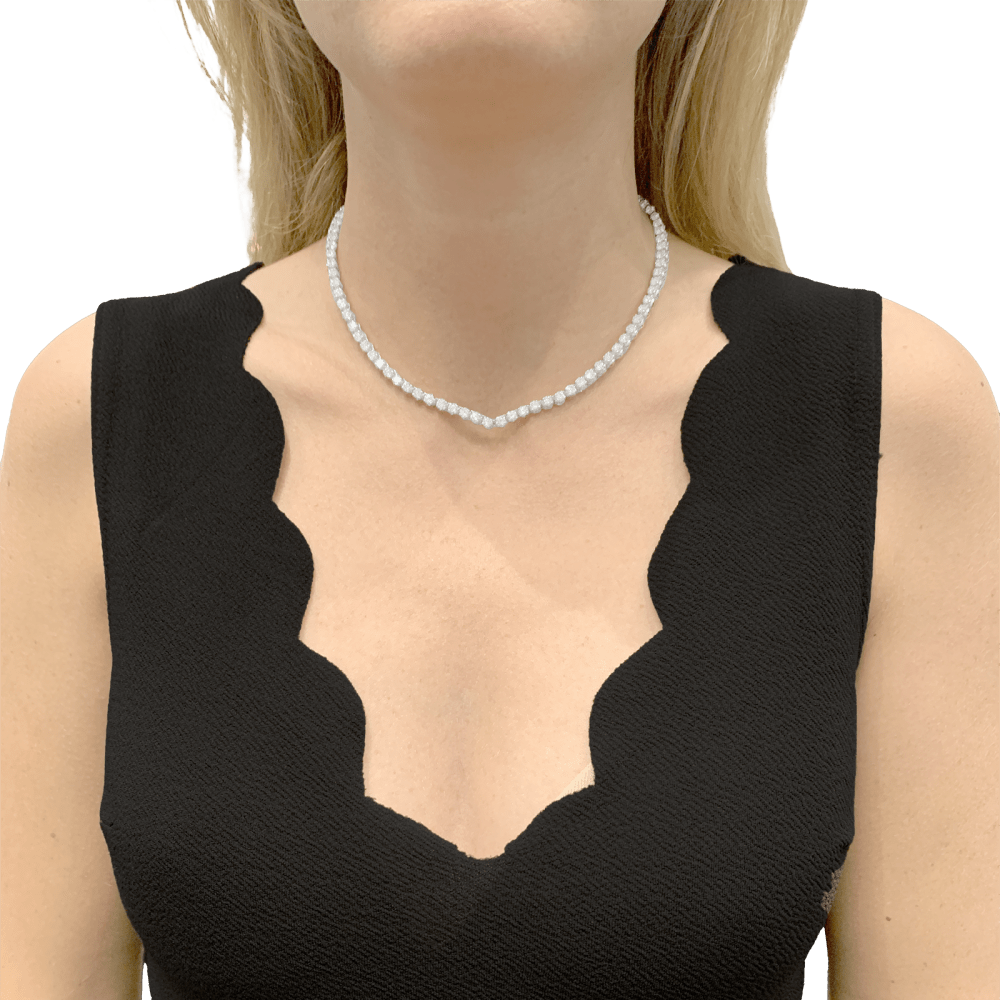 Collier rivière or blanc et diamants. 6