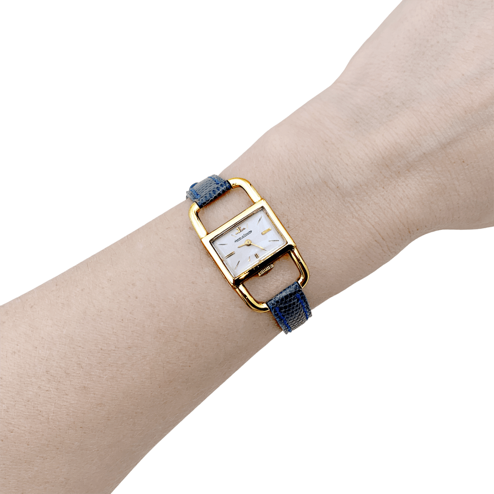 Montre Jaeger-Lecoultre, "Etrier", or jaune, cuir.  2