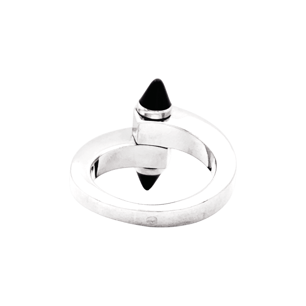 Bague Cartier, "Menottes", or blanc et onyx.  4