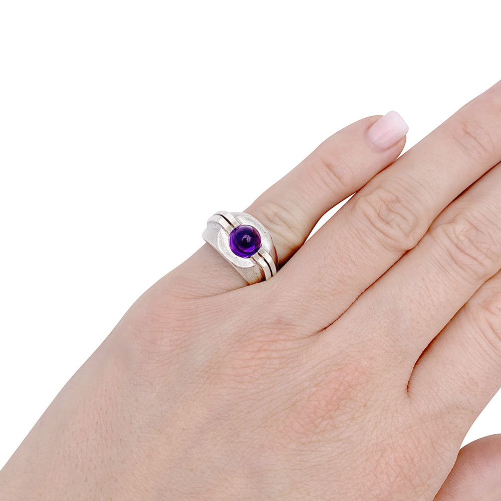 Bague attribuée à Boivin, argent et améthyste 6