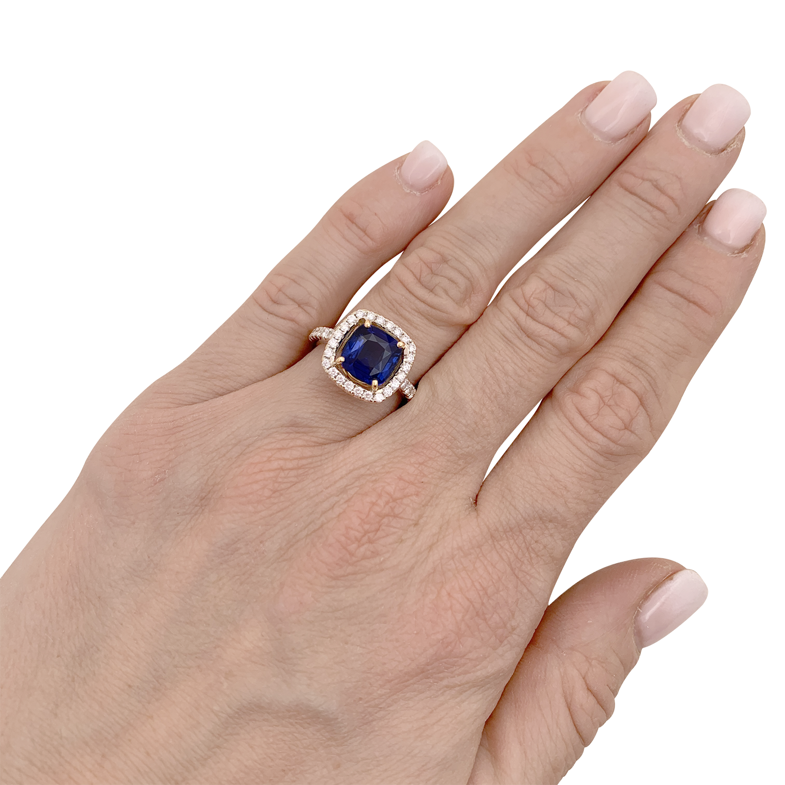Bague saphir, diamants, deux ors. 2