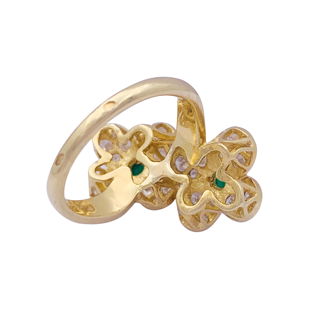 Bague Van Cleef & Arpels, "Fleurette", en or jaune, diamants et émeraudes. 2