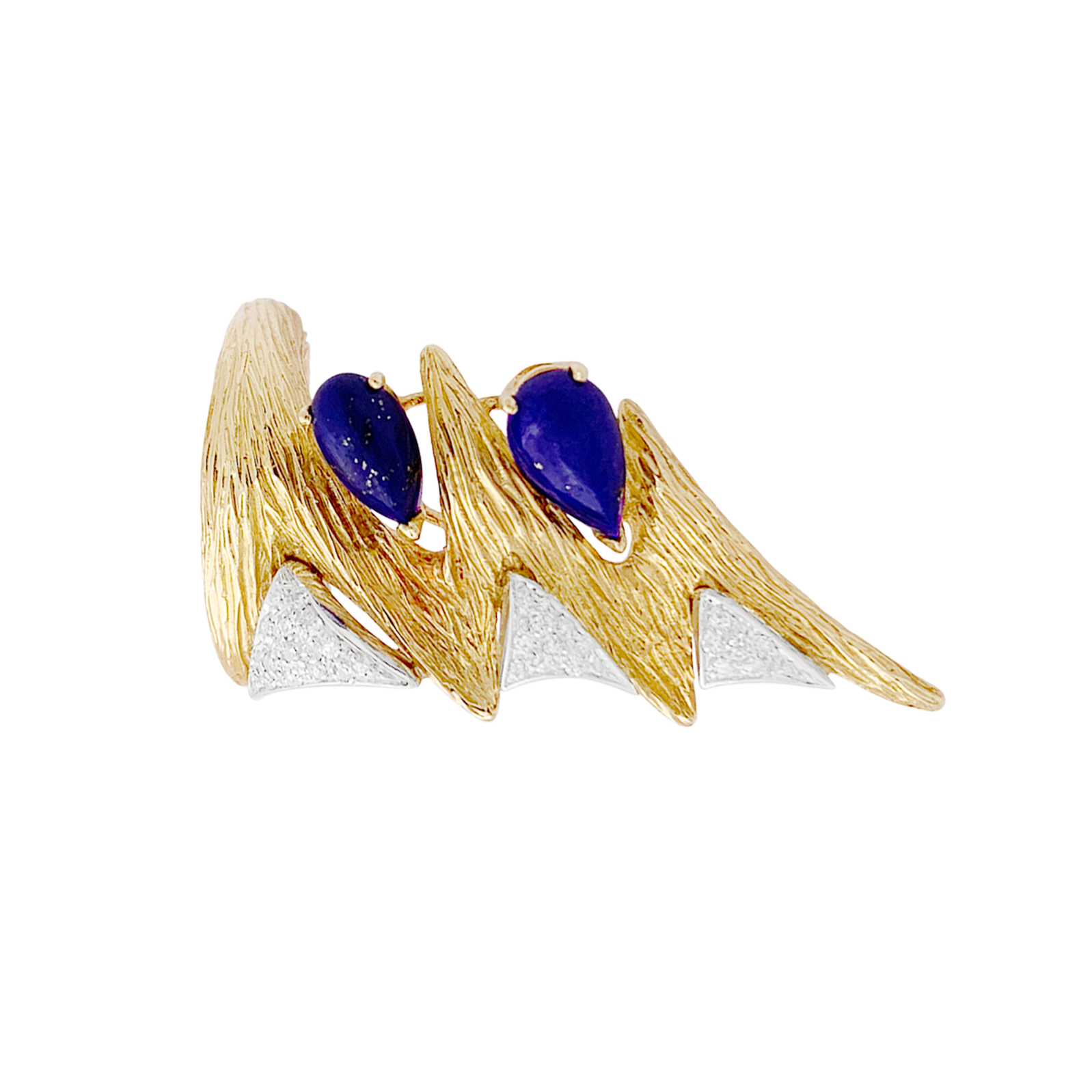 Bague "éclair" deux tons d'or 750/000, lapis lazuli et diamants. 5