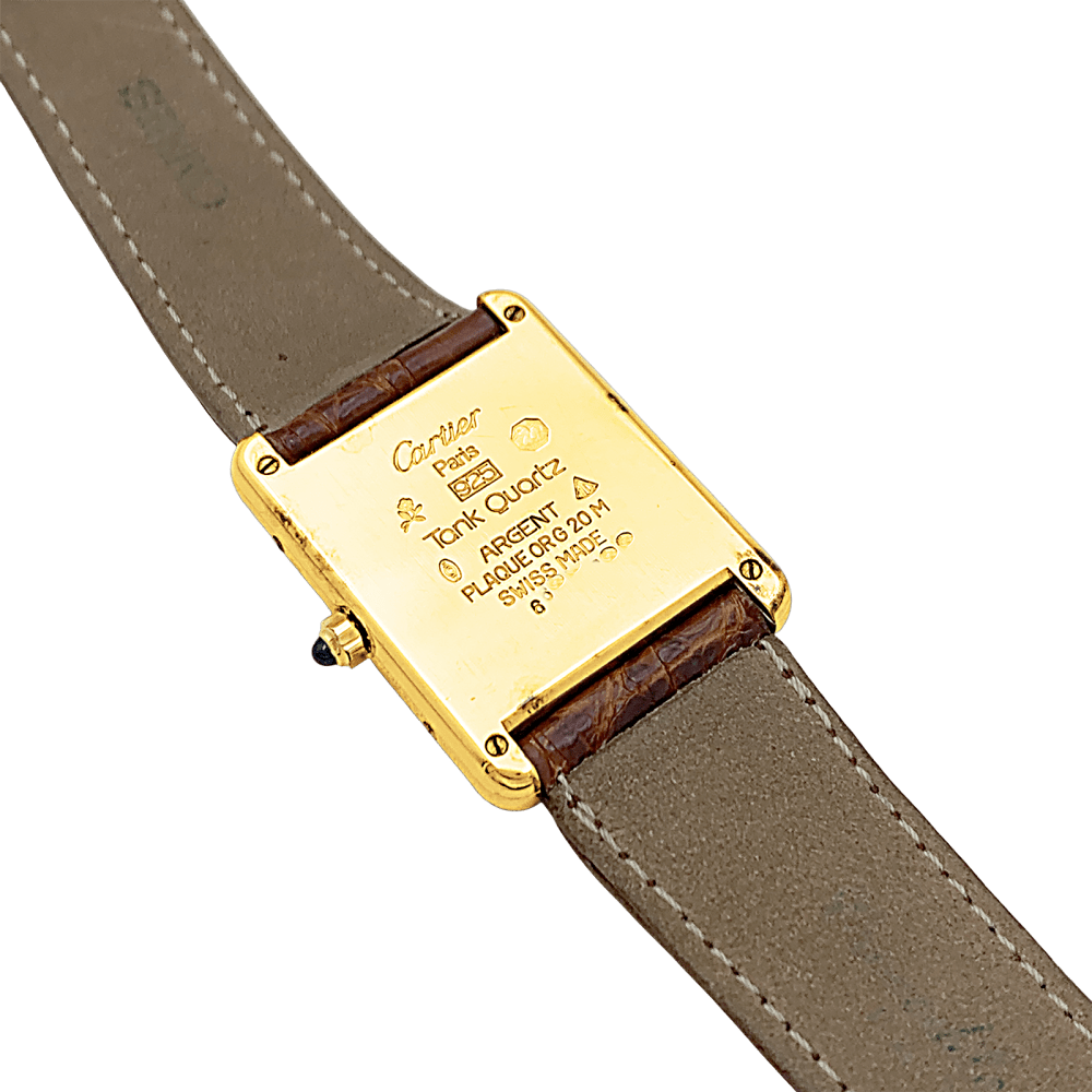 Montre Cartier, "Tank Must", argent plaqué or, cuir.  4