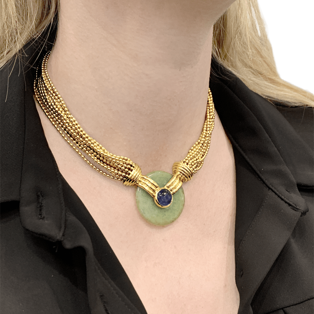 Collier Verney, or jaune, jade et saphir.  6