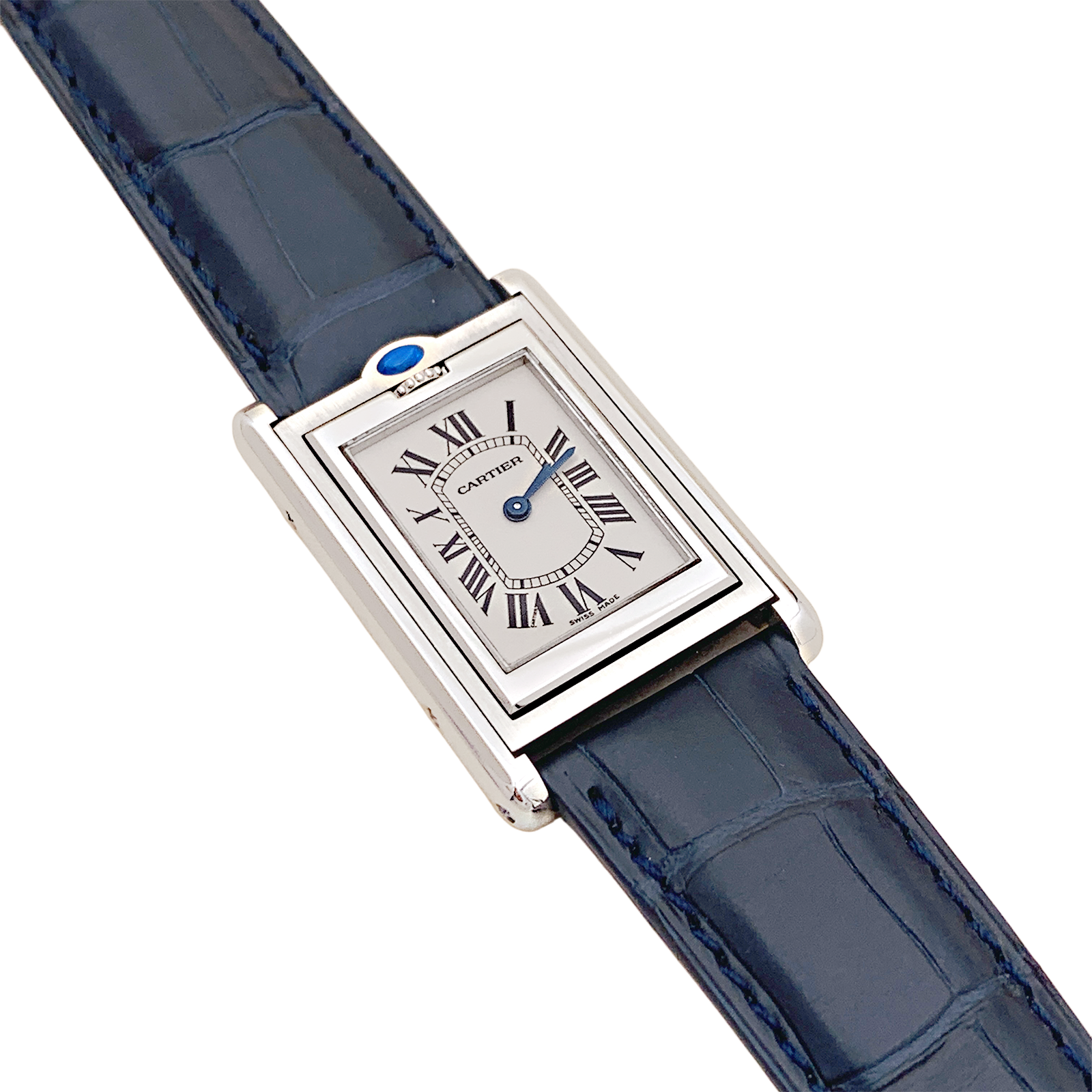 Montre Cartier, "Tank Basculante", acier, cuir. 2