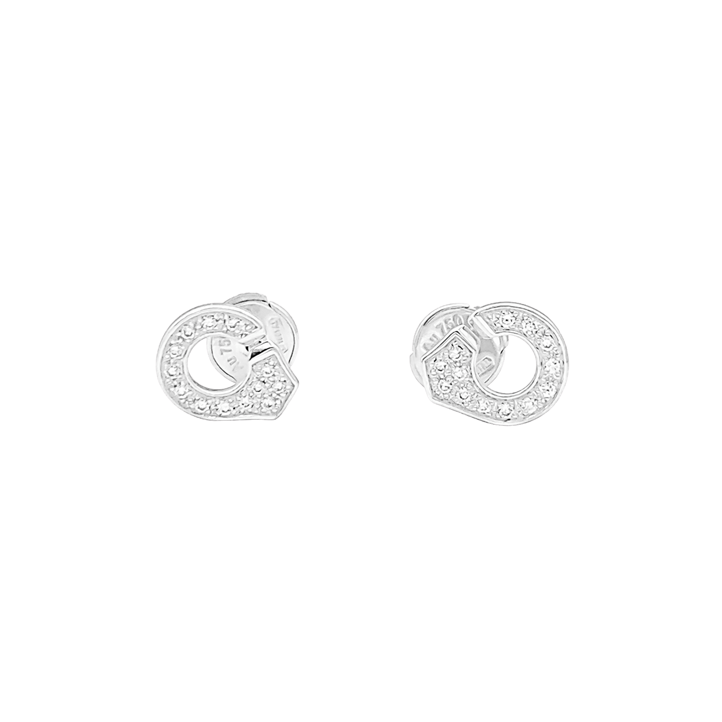 Puces d'oreilles Dinh Van, "Menottes" or blanc et diamants.   2