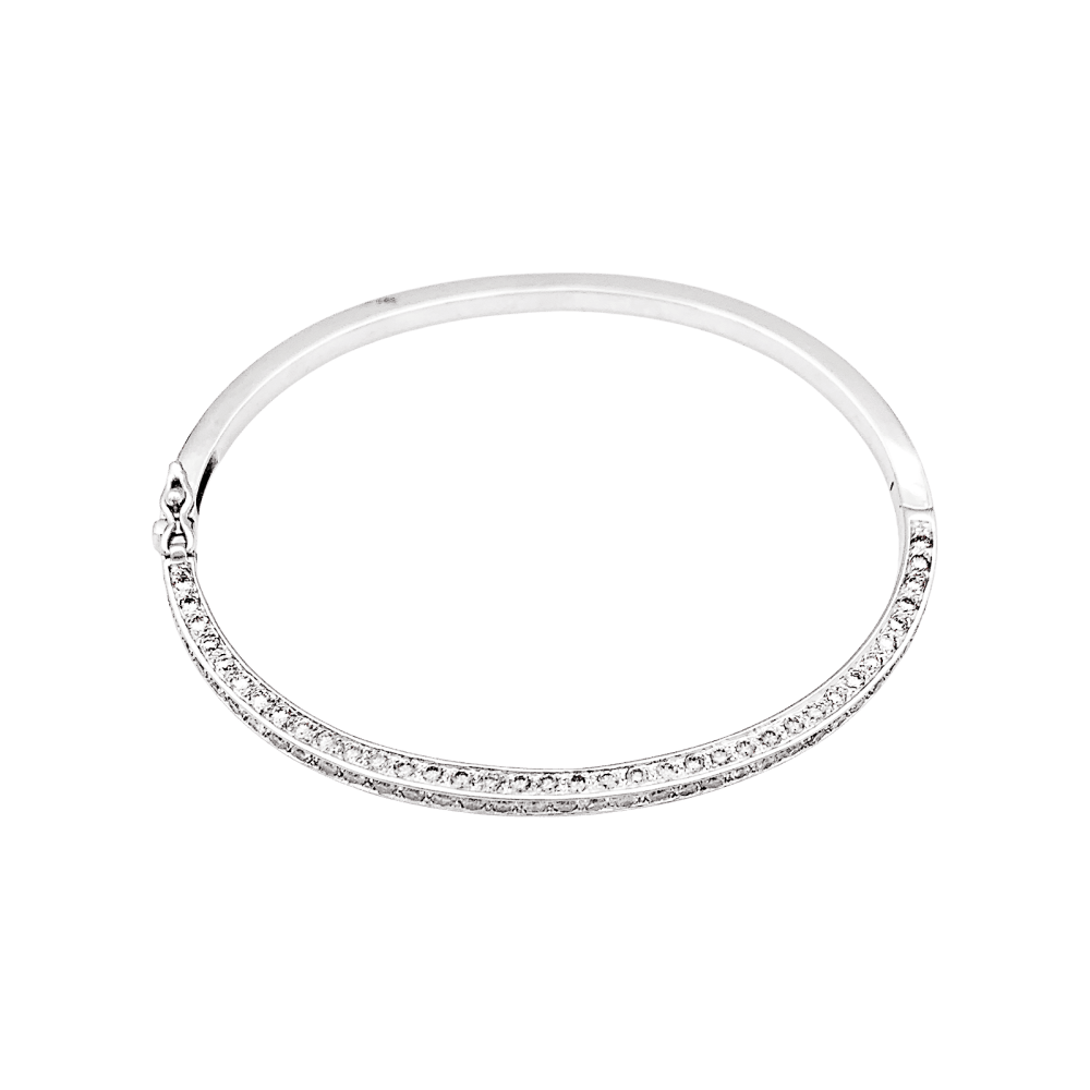Bracelet jonc, or blanc et diamants.  3